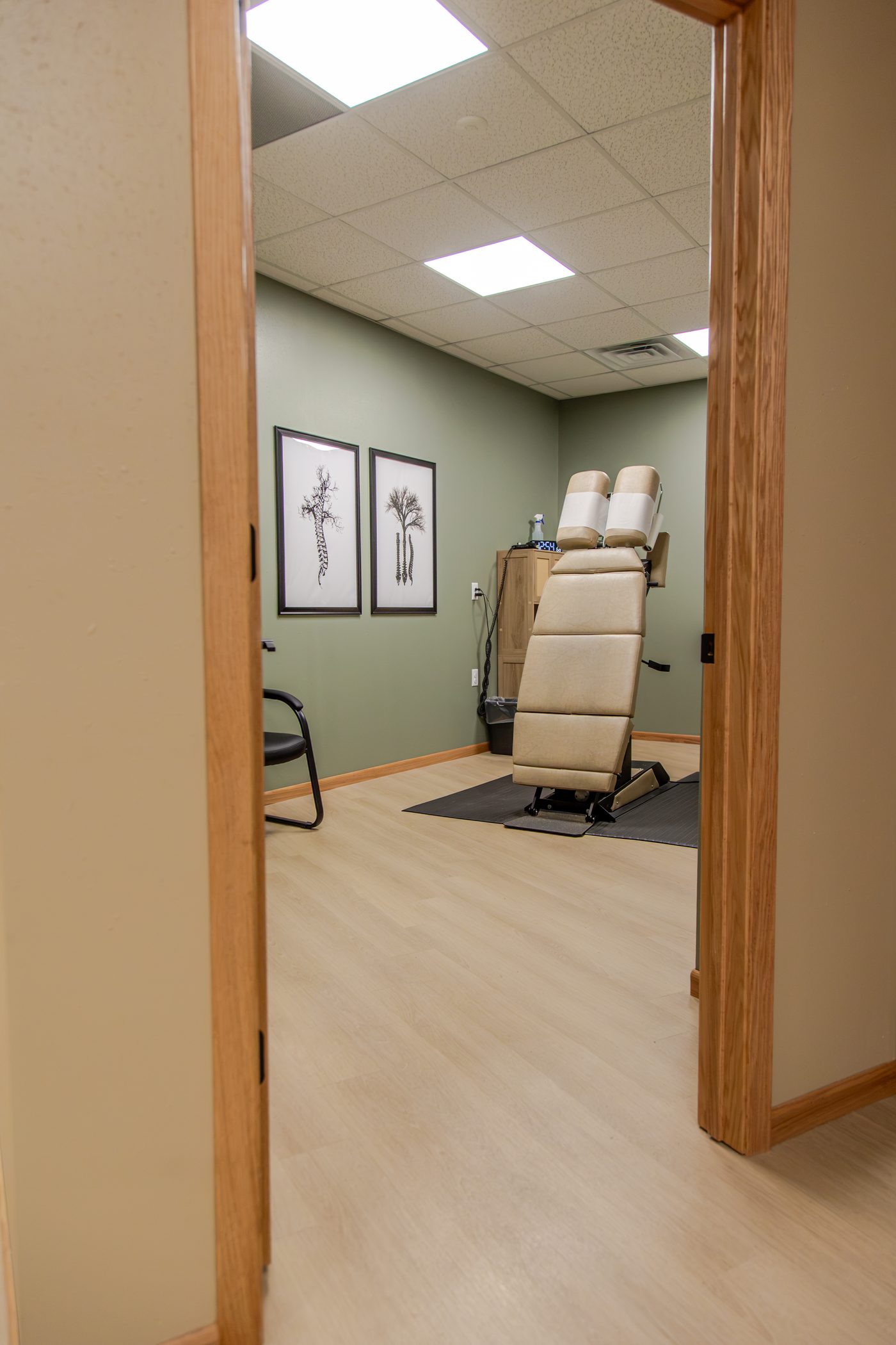 One of the adjustment rooms at Nikolay Chiropractic
