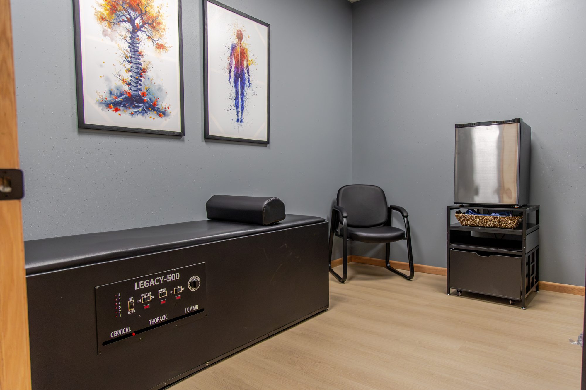A treatment room with the intersegmental traction table